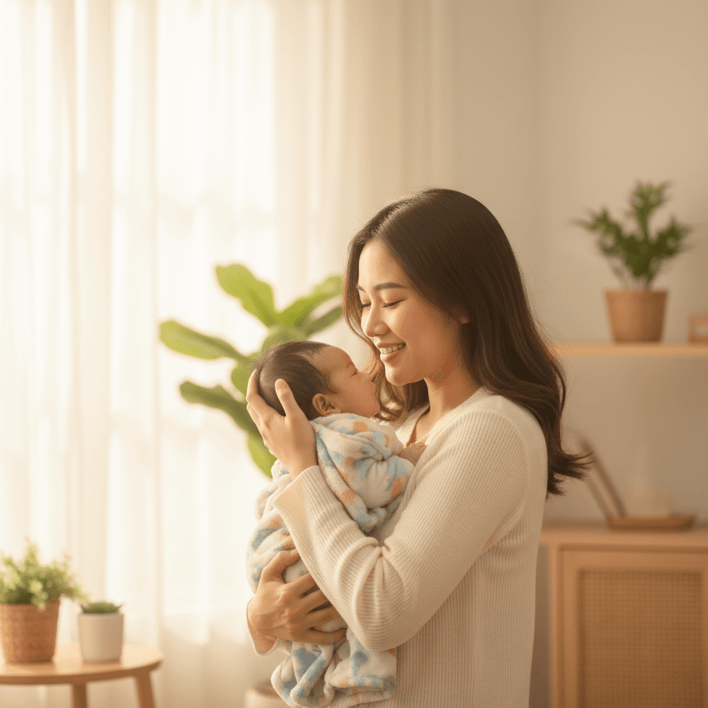 Ibu menggendong bayi